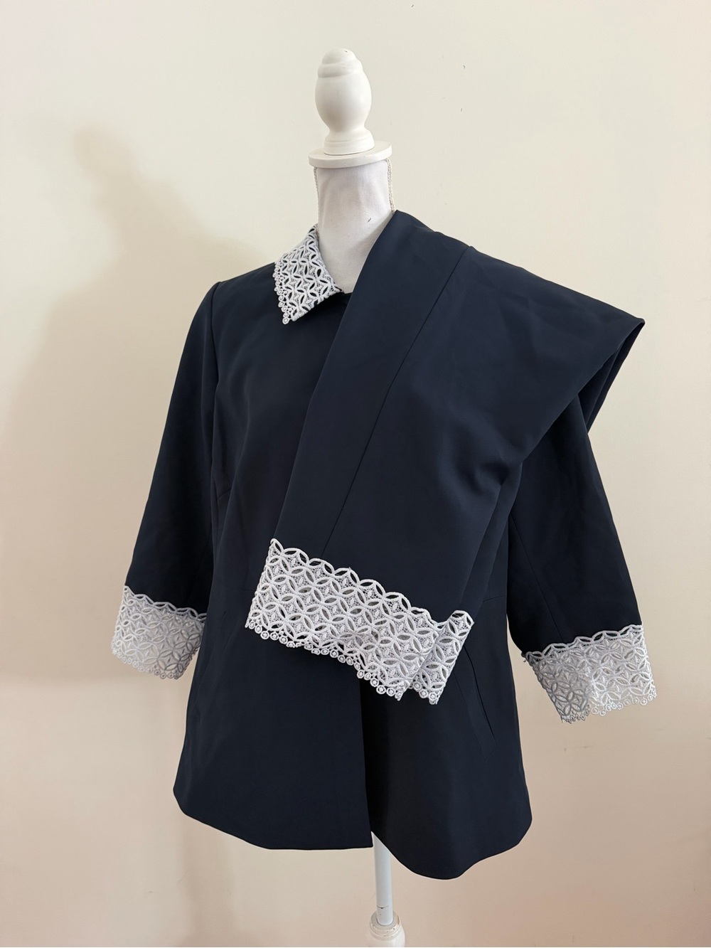 Eloquii Sz 16 Navy Blue 2 Piece Suit Jacket Pant Lace Trim Lined Event Career